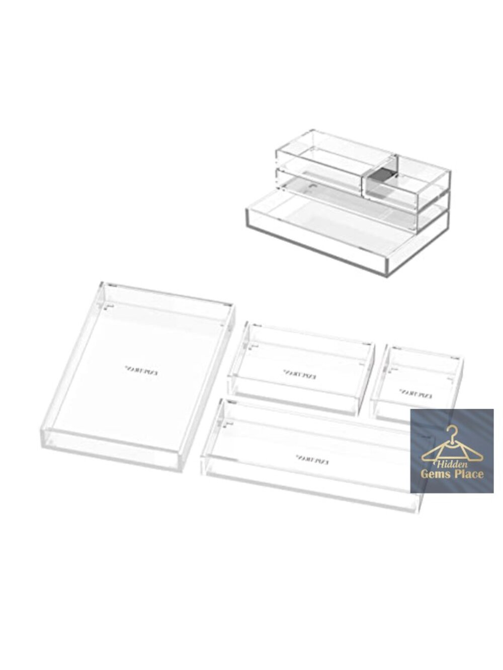Clear Acrylic Desk Organizer, Stackable 4-Pack Storage Bins for Makeup, Jewelry
